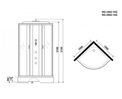 Душевая кабина Niagara NG-3502-14F 100х100 см, с тонированными стеклами