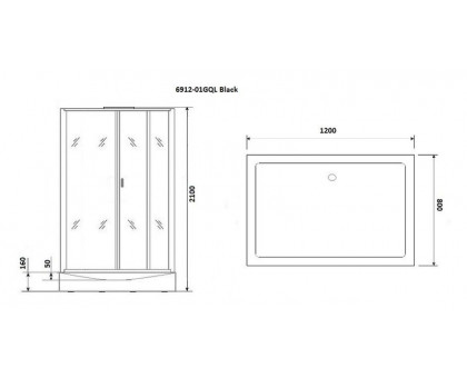 Душевая кабина Niagara Premium NG-6912-01GQL BLACK 120х80 см