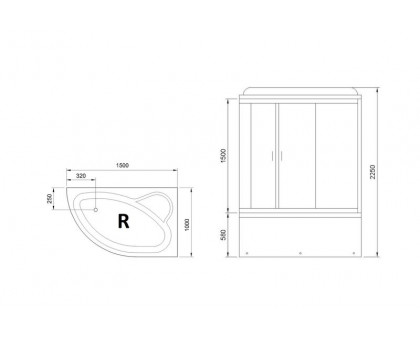 Душевая кабина Royal Bath RB 150ALP-C 150х100 см, с матовыми стеклами, правосторонняя