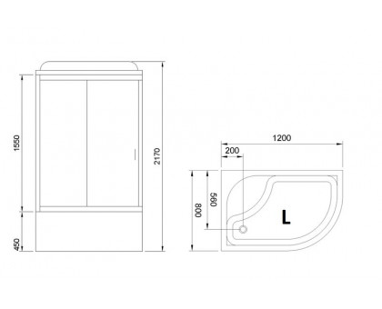 Душевая кабина Royal Bath RB 8120BK3-BT 120х80 см, с прозрачными стеклами, левосторонняя