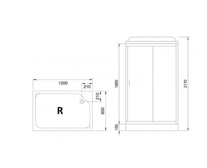 Душевая кабина Royal Bath RB 8120HP7-WT-CH 120х80 см, с прозрачными стеклами , правосторонняя