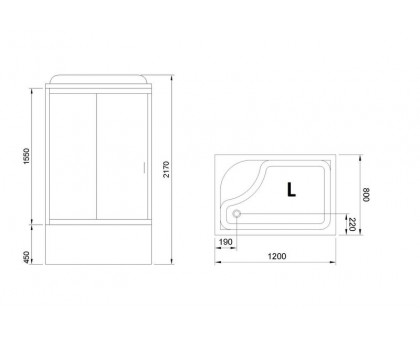 Душевая кабина Royal Bath RB 8120BP2-M 120х80 см, с матовыми стеклами, левосторонняя