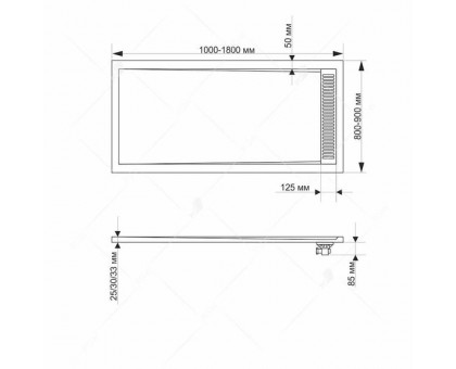 Душевой поддон RGW STM-G 80x180 см, прямоугольный, искусственный камень, графит