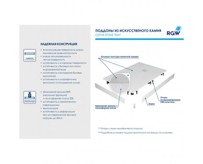 Душевой поддон RGW STL 80x100 см, белый