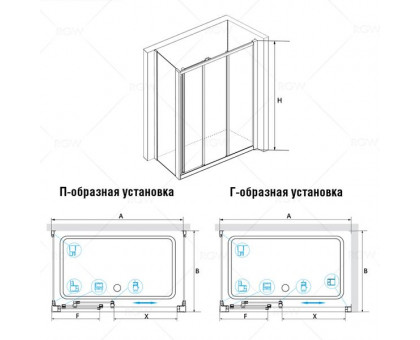 Душевой уголок RGW CL-40 (CL-11 + Z-050-1) 140х90 прозрачное стекло