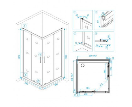 Душевой уголок RGW HO-31 100x100, прозрачное стекло