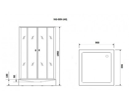 Душевой уголок Niagara NG-009-14Q BLACK 90х90 см, с мозаичными стеклами