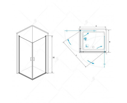 Душевой уголок RGW LE-30 100x100, прозрачное стекло