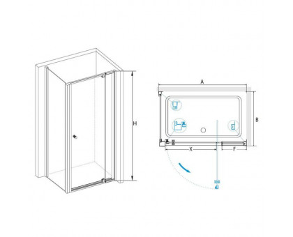 Душевой уголок RGW PA-44B (PA-02B + Z-050-1B) 70x80, прозрачное стекло