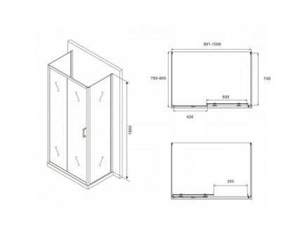 Душевой уголок ABBER Schwarzer Diamant AG30100B-S80B-S80B