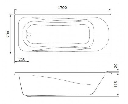 W76A-170-070W-A Sense New, ванна акриловая A0 170x70